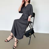 ジップアップワンピース シャツワンピース vネックワンピース | COCOMOMO | 詳細画像22 