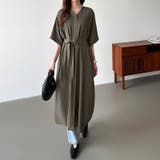 ジップアップワンピース シャツワンピース vネックワンピース | COCOMOMO | 詳細画像2 