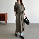 ジップアップワンピース シャツワンピース vネックワンピース | COCOMOMO | 詳細画像4 