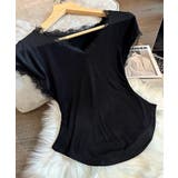 サイドシェイプデザイン レースカットソー 半袖Tシャツ | COCOMOMO | 詳細画像14