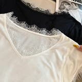 サイドシェイプデザイン レースカットソー 半袖Tシャツ | COCOMOMO | 詳細画像16