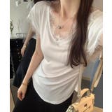 サイドシェイプデザイン レースカットソー 半袖Tシャツ | COCOMOMO | 詳細画像7