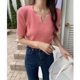 キーネックニット リブニット サマーニット | COCOMOMO | 詳細画像16 