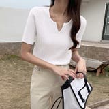 キーネックニット リブニット サマーニット | COCOMOMO | 詳細画像21 