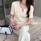 キーネックニット リブニット サマーニット | COCOMOMO | 詳細画像27 