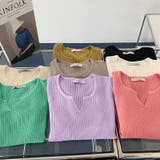 キーネックニット リブニット サマーニット | COCOMOMO | 詳細画像28 