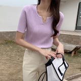 キーネックニット リブニット サマーニット | COCOMOMO | 詳細画像7 