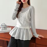 レイヤードキャミソール ペプラムキャミソール シアーキャミソール | COCOMOMO | 詳細画像14 