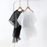 シアーチュールブラウス ペプラム 重ね着トップス | COCOMOMO | 詳細画像16 