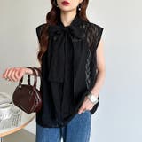 【前後2way】ボウタイブラウス シアーブラウス ノースリーブ | COCOMOMO | 詳細画像12 