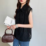 【前後2way】ボウタイブラウス シアーブラウス ノースリーブ | COCOMOMO | 詳細画像14 