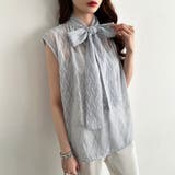 【前後2way】ボウタイブラウス シアーブラウス ノースリーブ | COCOMOMO | 詳細画像19 