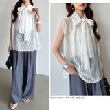 【前後2way】ボウタイブラウス シアーブラウス ノースリーブ | COCOMOMO | 詳細画像6 