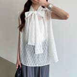 【前後2way】ボウタイブラウス シアーブラウス ノースリーブ | COCOMOMO | 詳細画像7 