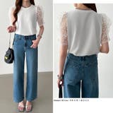 ドットチュールで華やかに パフスリーブトップス 半袖カットソー | COCOMOMO | 詳細画像11