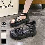 リボンクロスストラップサンダル 厚底サンダル 厚底 | COCOMOMO | 詳細画像1 