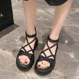 リボンクロスストラップサンダル 厚底サンダル 厚底 | COCOMOMO | 詳細画像6 