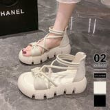 アイボリー | リボンクロスストラップサンダル 厚底サンダル 厚底 | COCOMOMO