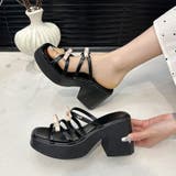 くびれヒール厚底リボンサンダル ミュールサンダル チャンキーヒール | COCOMOMO | 詳細画像11