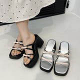 くびれヒール厚底リボンサンダル ミュールサンダル チャンキーヒール | COCOMOMO | 詳細画像12