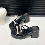 くびれヒール厚底リボンサンダル ミュールサンダル チャンキーヒール | COCOMOMO | 詳細画像16