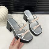 くびれヒール厚底リボンサンダル ミュールサンダル チャンキーヒール | COCOMOMO | 詳細画像17