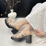 くびれヒール厚底リボンサンダル ミュールサンダル チャンキーヒール | COCOMOMO | 詳細画像3