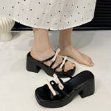 くびれヒール厚底リボンサンダル ミュールサンダル チャンキーヒール | COCOMOMO | 詳細画像7