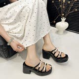 くびれヒール厚底リボンサンダル ミュールサンダル チャンキーヒール | COCOMOMO | 詳細画像9