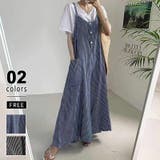 ストライプサロペットパンツ サロペット オールインワン | COCOMOMO | 詳細画像1