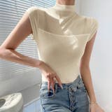 切り替えシアートップス フレンチスリーブ シアーカットソー | COCOMOMO | 詳細画像37 