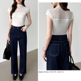 切り替えシアートップス フレンチスリーブ シアーカットソー | COCOMOMO | 詳細画像5 