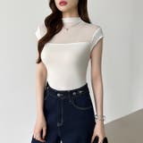 切り替えシアートップス フレンチスリーブ シアーカットソー | COCOMOMO | 詳細画像6 