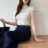 切り替えシアートップス フレンチスリーブ シアーカットソー | COCOMOMO | 詳細画像8 