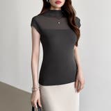 切り替えシアートップス フレンチスリーブ シアーカットソー | COCOMOMO | 詳細画像10 