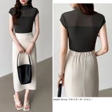 切り替えシアートップス フレンチスリーブ シアーカットソー | COCOMOMO | 詳細画像13 