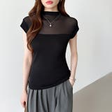 切り替えシアートップス フレンチスリーブ シアーカットソー | COCOMOMO | 詳細画像20 