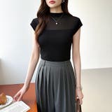 切り替えシアートップス フレンチスリーブ シアーカットソー | COCOMOMO | 詳細画像24 