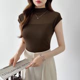 切り替えシアートップス フレンチスリーブ シアーカットソー | COCOMOMO | 詳細画像25 