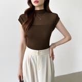 切り替えシアートップス フレンチスリーブ シアーカットソー | COCOMOMO | 詳細画像27 