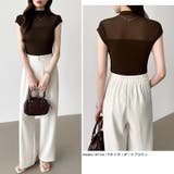 切り替えシアートップス フレンチスリーブ シアーカットソー | COCOMOMO | 詳細画像28 