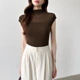 切り替えシアートップス フレンチスリーブ シアーカットソー | COCOMOMO | 詳細画像29 