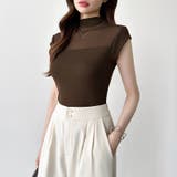 切り替えシアートップス フレンチスリーブ シアーカットソー | COCOMOMO | 詳細画像30 