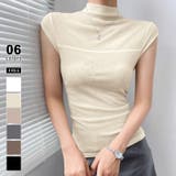 ベージュ | 切り替えシアートップス フレンチスリーブ シアーカットソー | COCOMOMO