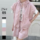 ピンク | パーカーベストショートパンツセット セットアップ 韓国ファッション | COCOMOMO