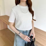 ポコポコワッフルカットソー 半袖カットソー 韓国ファッション | COCOMOMO | 詳細画像31 