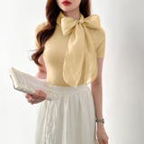 リボンスカーフトップス ボウタイリボン 半袖ニット | COCOMOMO | 詳細画像21 