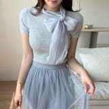 リボンスカーフトップス ボウタイリボン 半袖ニット | COCOMOMO | 詳細画像23 