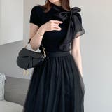 リボンスカーフトップス ボウタイリボン 半袖ニット | COCOMOMO | 詳細画像29 