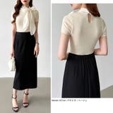 リボンスカーフトップス ボウタイリボン 半袖ニット | COCOMOMO | 詳細画像4 